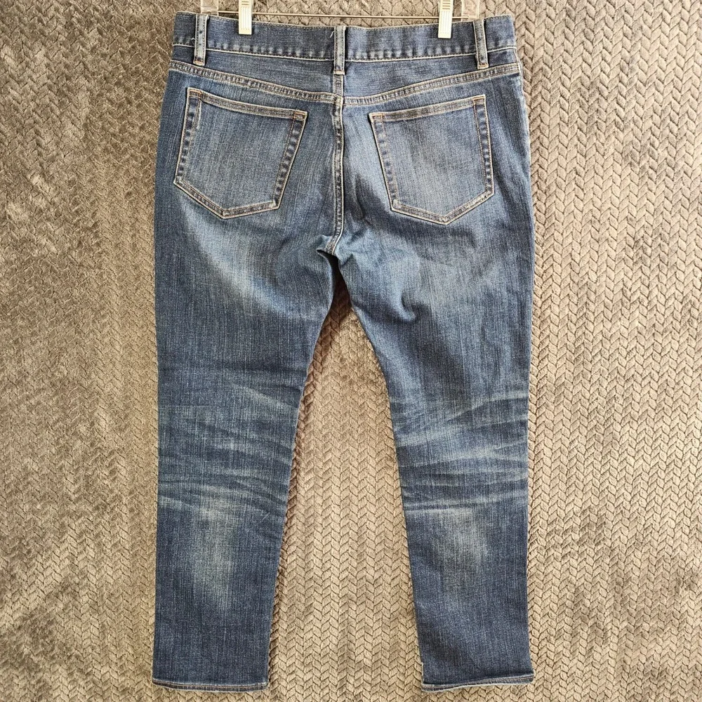 J Crew Driggs‎ Mens Blue Wash Distressed Slim Fit Jeans W33 L30 elevated casual